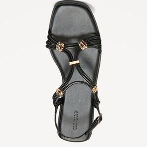 Old Navy Black Strappy Sandals with Gold Accents